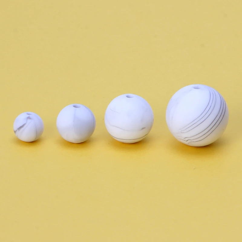 10 шт. силиконовых кейсов Мрамор белый Прорезыватели для зубов в форме круглый BPA