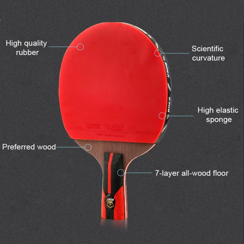 BOER 6STARS Paulownia Table Tennis Racket Lightweight Powerful Ping Pong Paddle Bat Grip Training with bag | Спорт и развлечения