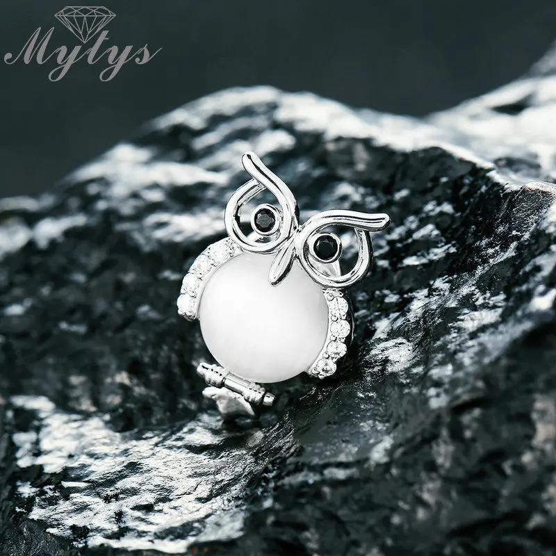 Милая брошь Mytys в виде совы булавки кошачий глаз живот модная женская и детская