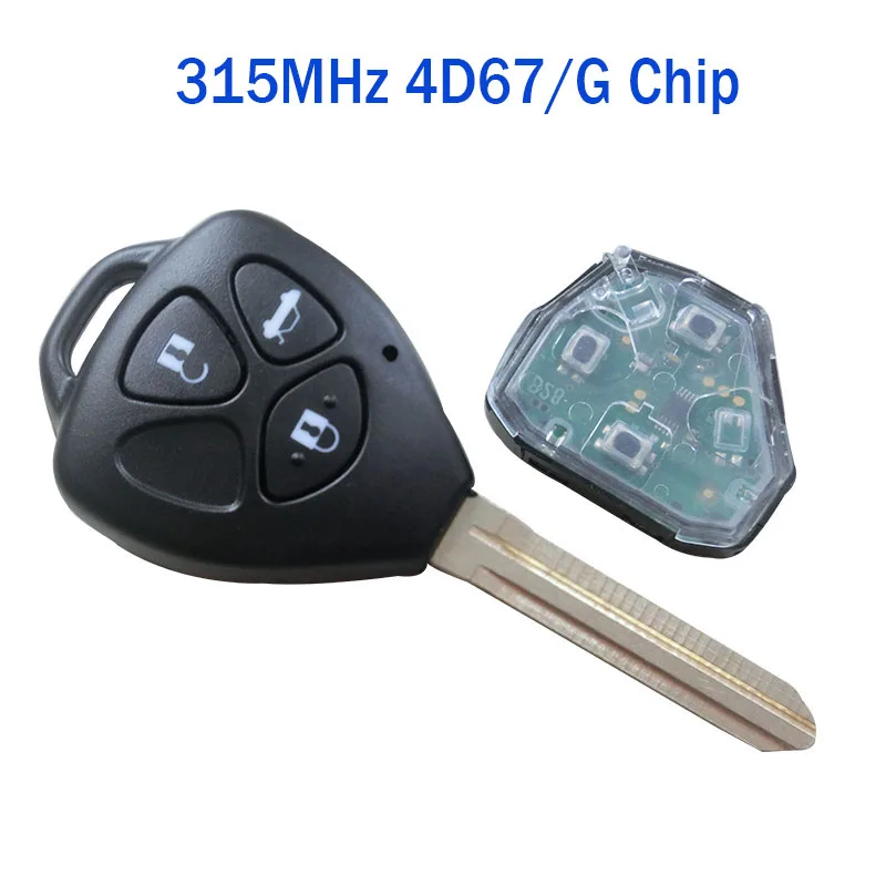 Автомобильный Дистанционный ключ для Toyota Camry Corolla Prado RAV4 Vios Hilux Yaris 3 кнопки