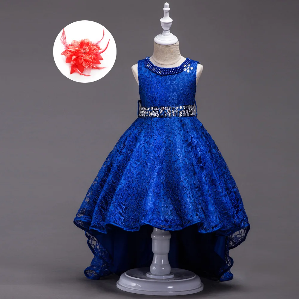 Kids Party Lace High Low Clothes Girls Size 3 To 12 14 Ball Dress Wedding Children's Vest Evening Gowns In Black Beige Red Blue | Детская