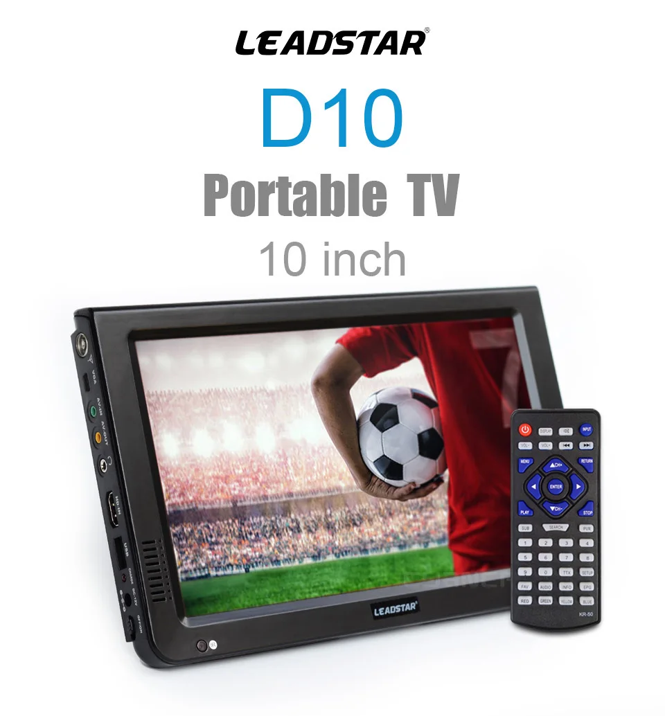 LEADSTAR 10 дюймов HD Портативный ТВ DVB-T2 ATSC ISDB-T tdt цифровой и аналоговый мини маленький автомобильный телевизор Поддержка USB SD MP4 H.265 AC3