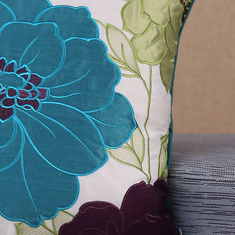 Пастырской шелк вышивкой синий роскошный Подушки S Чехлы для мангала диван