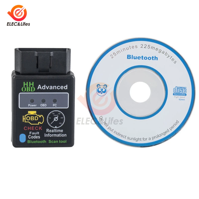 ELM327 V1.5 V2.1 OBD2 OBDII Bluetooth Автомобильный диагностический сканер 12 В считыватель кодов