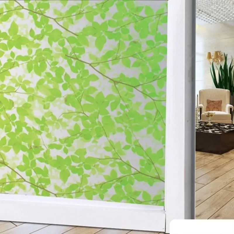 New Green leaf window film frosted PET balcony doors and windows Drop-Shipping Self-Adhesive opaque Anti-UV Glass Stickers 200cm