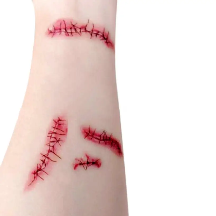 1 шт. тату для Хэллоуина Зомби Шрамы Татуировки с поддельной паршивой крови