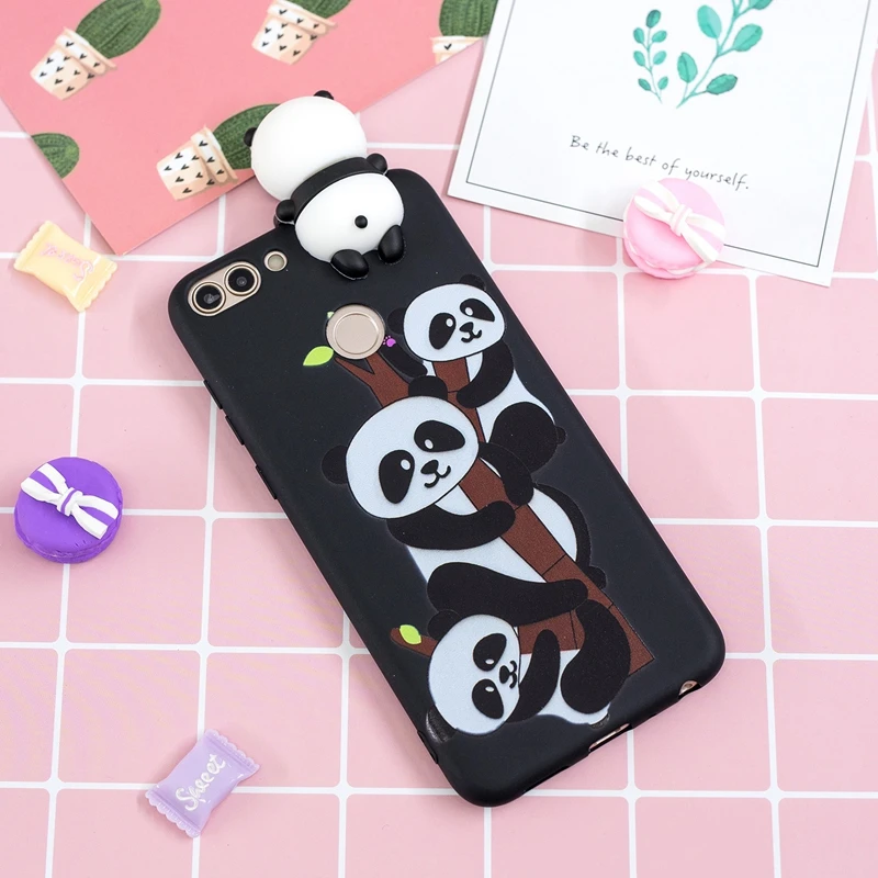 sFor Coque Huawei P Smart Case 3D Cartoon Cat Panda Soft Silicon TPU Back Cover Etui For Enjoy 7S 7 S Huwawei Psmart |