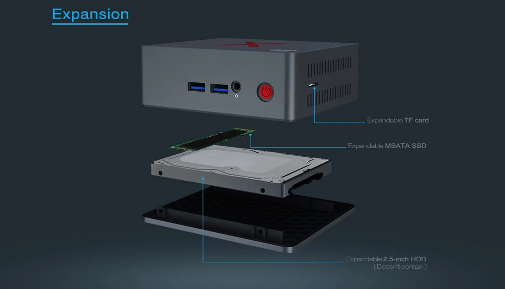 Beelink BT3-X мини-ПК Windows 10 Intel Apollo Lake J3355 Intel HD graphics 500 4 Гб DDR4 64 Гб 2,4 ГГц 5,8 ггц WiFi 1000 Мбит/с BT4.0