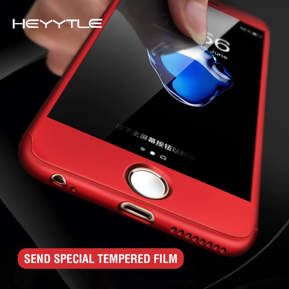 Heyytle 360 Полное покрытие чехол для iPhone X 8 7 6 6s Plus закаленное стекло Чехлы однотонный