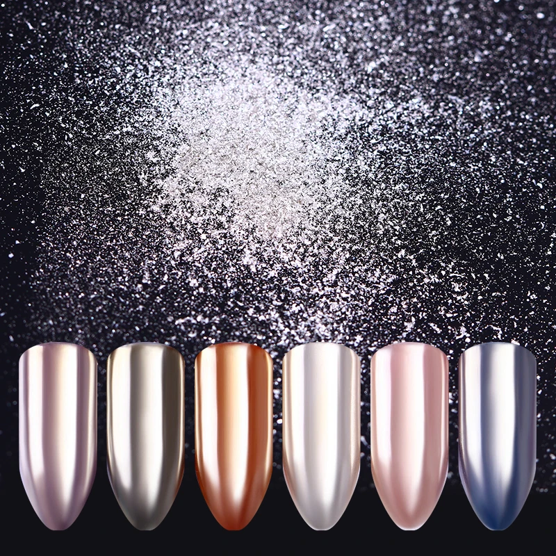 1 коробка зеркальный хромированный порошок для ногтей серебряное шампанское