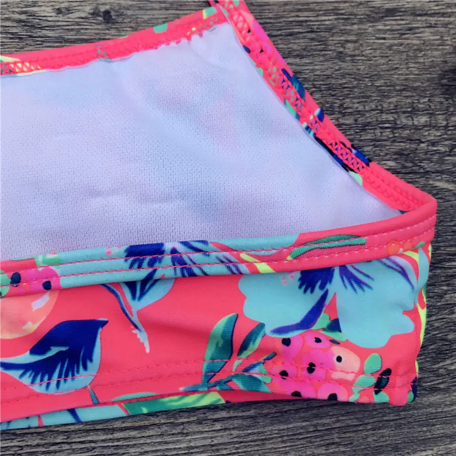 Женский цветочный купальник комплект бикини для девочек-подростков детский из