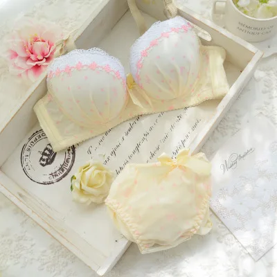 Underwear Suits Girls Lovely Bra Peach Heart Lady Thin Chiffon Lace for Small Breasts Comfortable Breathable Conservative JM01 | Женская