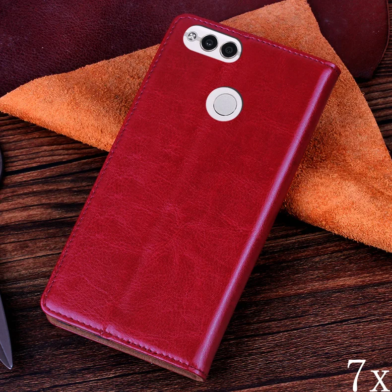 Флип-чехол из натуральной кожи с подставкой для Huawei Honor 7X роскошный мобильный