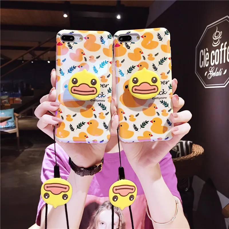 For Huawei P20 3D Cartoon Yellow Duck case Cute Soft back cover huawei pro / P10 mate10 honor 10 + toy +StrapS |