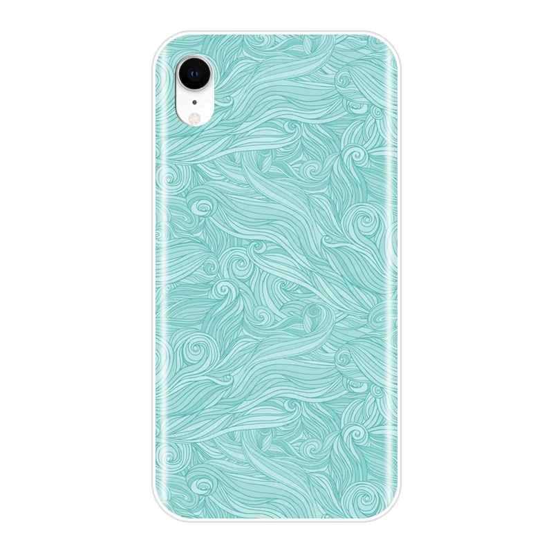 Чехол для телефона Apple iPhone X XR XS MAX 8 7 6 S силиконовый мягкий синий волнистый Зеленый