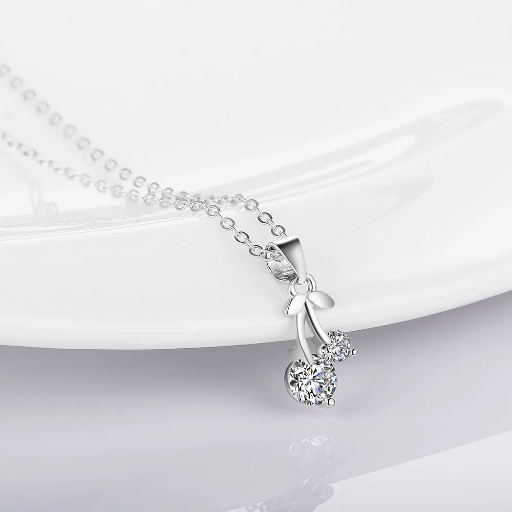 925 sterling silver Cherry zirconia pendant necklace choker connector accessories diy jewelry making wholesale | Украшения и
