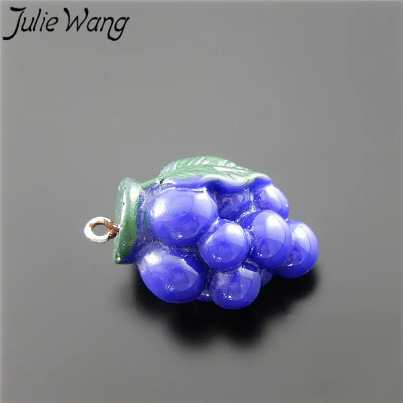 Julie Wang 5 шт. Смола фиолетовый виноград Фрукты Шарм Для Ожерелья Подвески Серьги