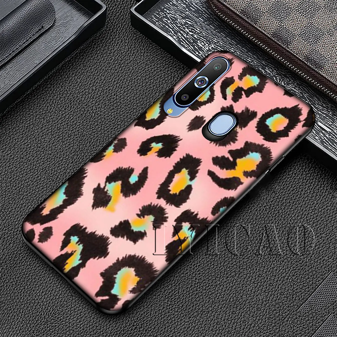 IYICAO Leopard love Pink Soft Silicone Case for Samsung Galaxy A70 A60 A50 A40 A30 A20 A10 A50S A40S A30S A20E A10S Black Cover |