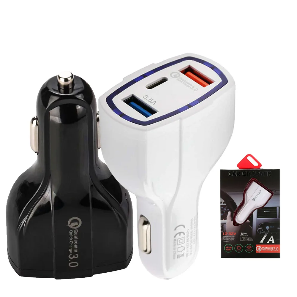 Двойное автомобильное usb устройство для зарядки телефона iPhone USB Type C PD Быстрая