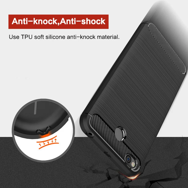 For Xiaomi Redmi 4X Case Cover Carbon Fiber Bumper Rugged Shockproof TPU Silicone Protector |