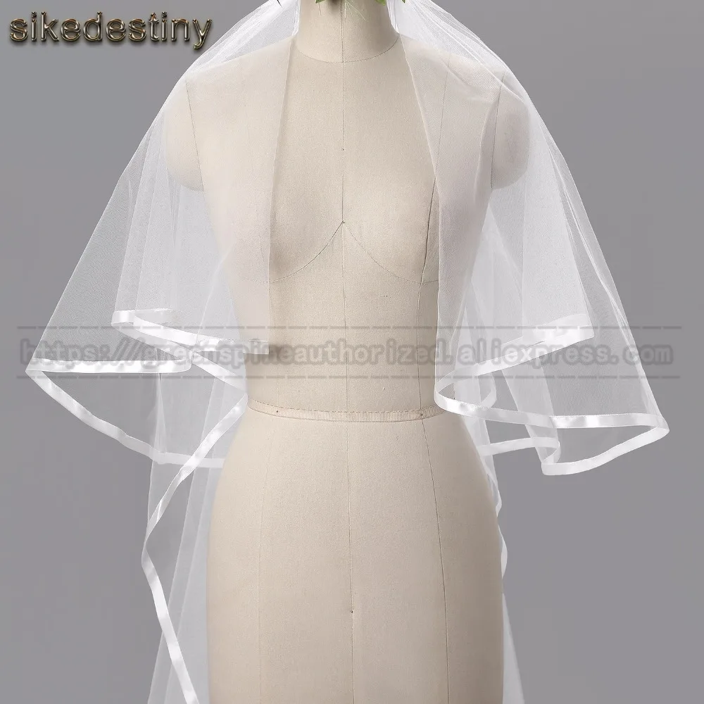 Просто свадебная фата аксессуары с ленточным краем белая слоновая кость для