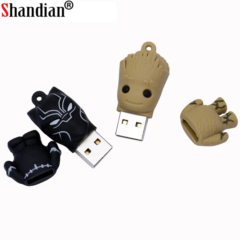 SHANDIAN Marvel Comics Черная пантера Дэдпул USB 2,0 флеш-накопитель Миньоны карта памяти Флешка 4 ГБ 16 ГБ 32 ГБ 64 ГБ подарок