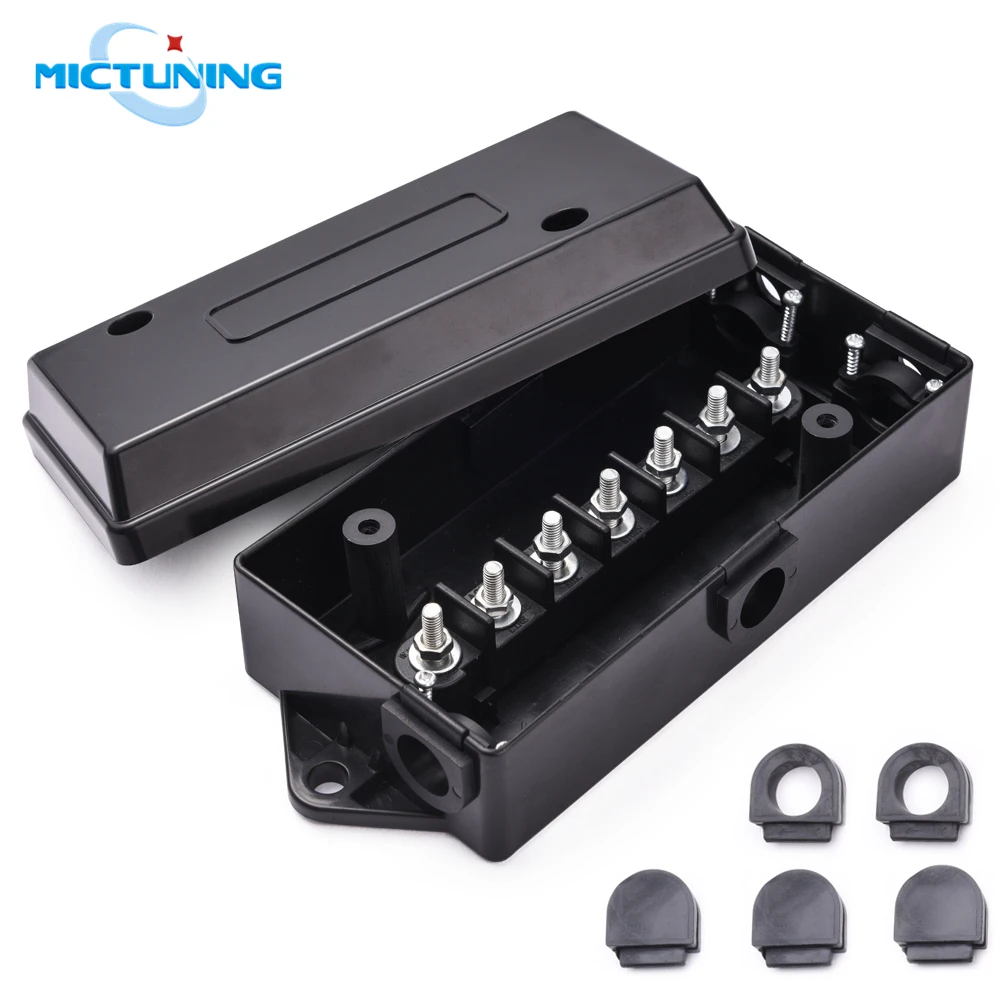 

MICTUNING 7-Port Trailer Wiring Junction Box 7 Way/Pole Trailer Wire/Cable Connection Box Towing for Rewiring Camper RV Caravans