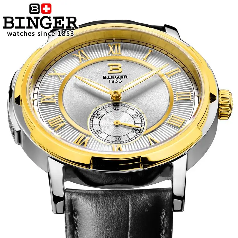 Мужские часы водонепроницаемые золотые наручные с сапфирами Switzerland мужские