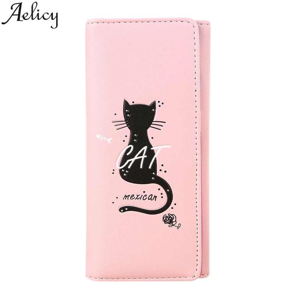 Модный Простой Длинный кошелек Aelicy 2019 кожаные женские кошельки с сумкой для