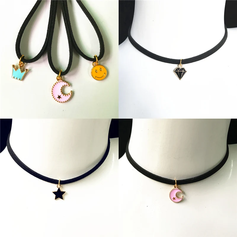 Модные ювелирные изделия Torque корона пять звезд смайлик ожерелье из чистого