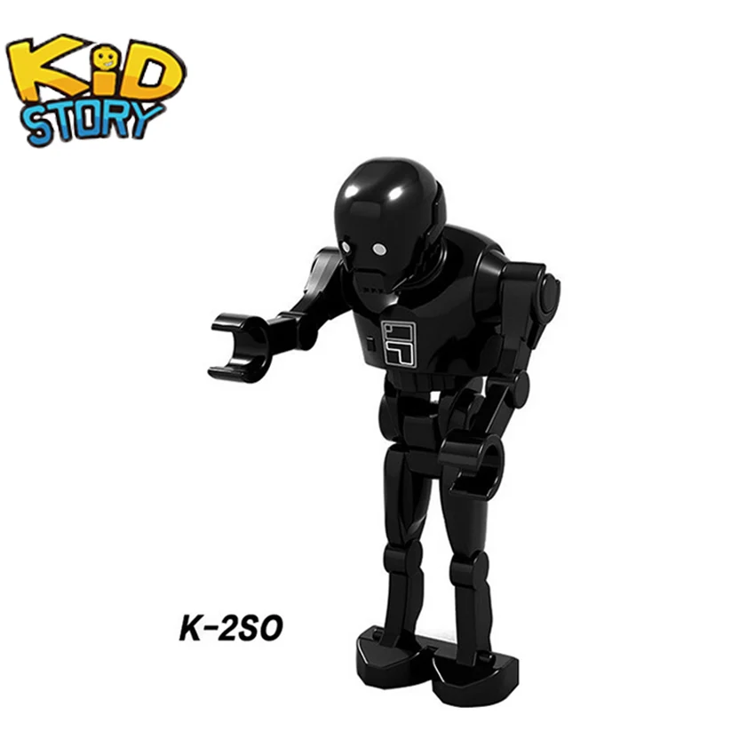 k-2so Мужская футболка Star Wars Chewbacca кирпичи starwars Luke Leia Han Solo Анакин Дарт Вейдер йода Джар строительные блочные Фигурки игрушки - Цвет: k-2so