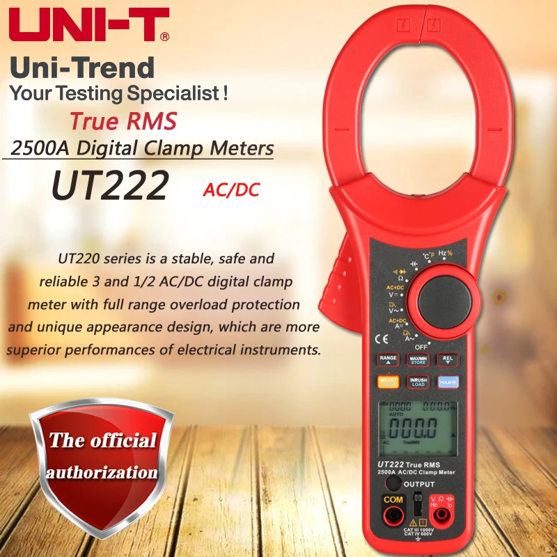 Цифровой токоизмеритель зажим UNI T UT222 ACDC 2500A истинное среднеквадратичное