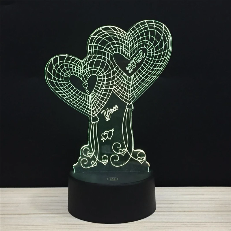 3D Роза День Святого Валентина Красочный Свет сенсорный свет LED Чистая любовь