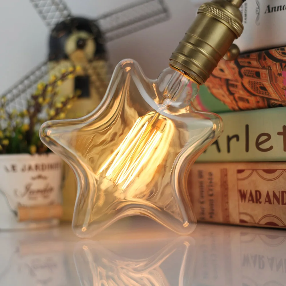 TIANFAN Edison Bulbs Vintage Light Bulb Star Shape Tungsten Filament Carbon 40W 220/240V E27 Decorative |