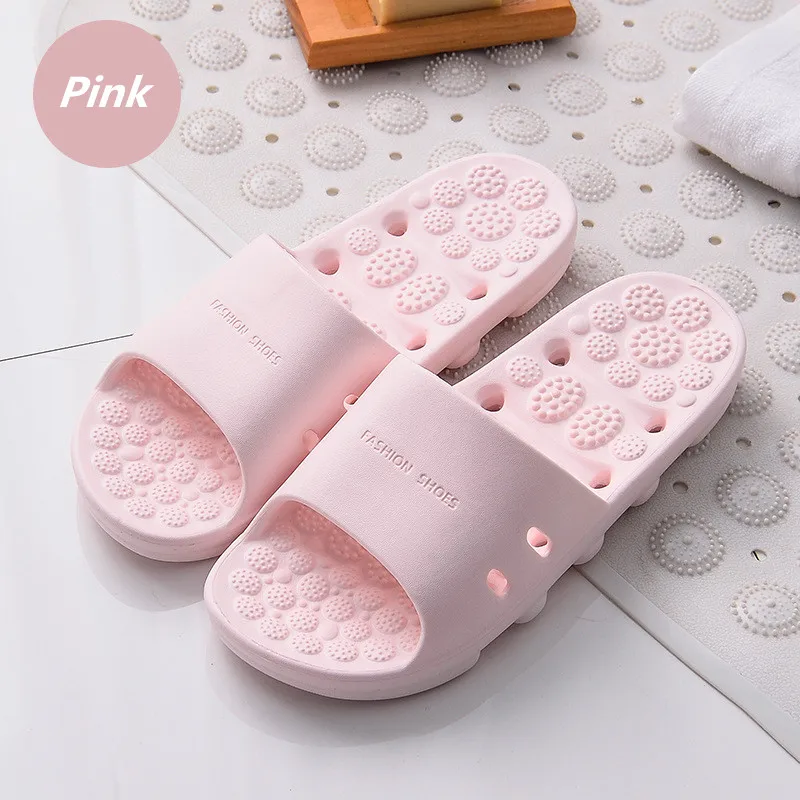 Pink Lizeruee/массажные тапочки; женские летние Нескользящие домашние Тапочки для ванной; Мужская коллекция года; пляжные шлепанцы унисекс для влюбленных; CS595 - Цвет: Pink