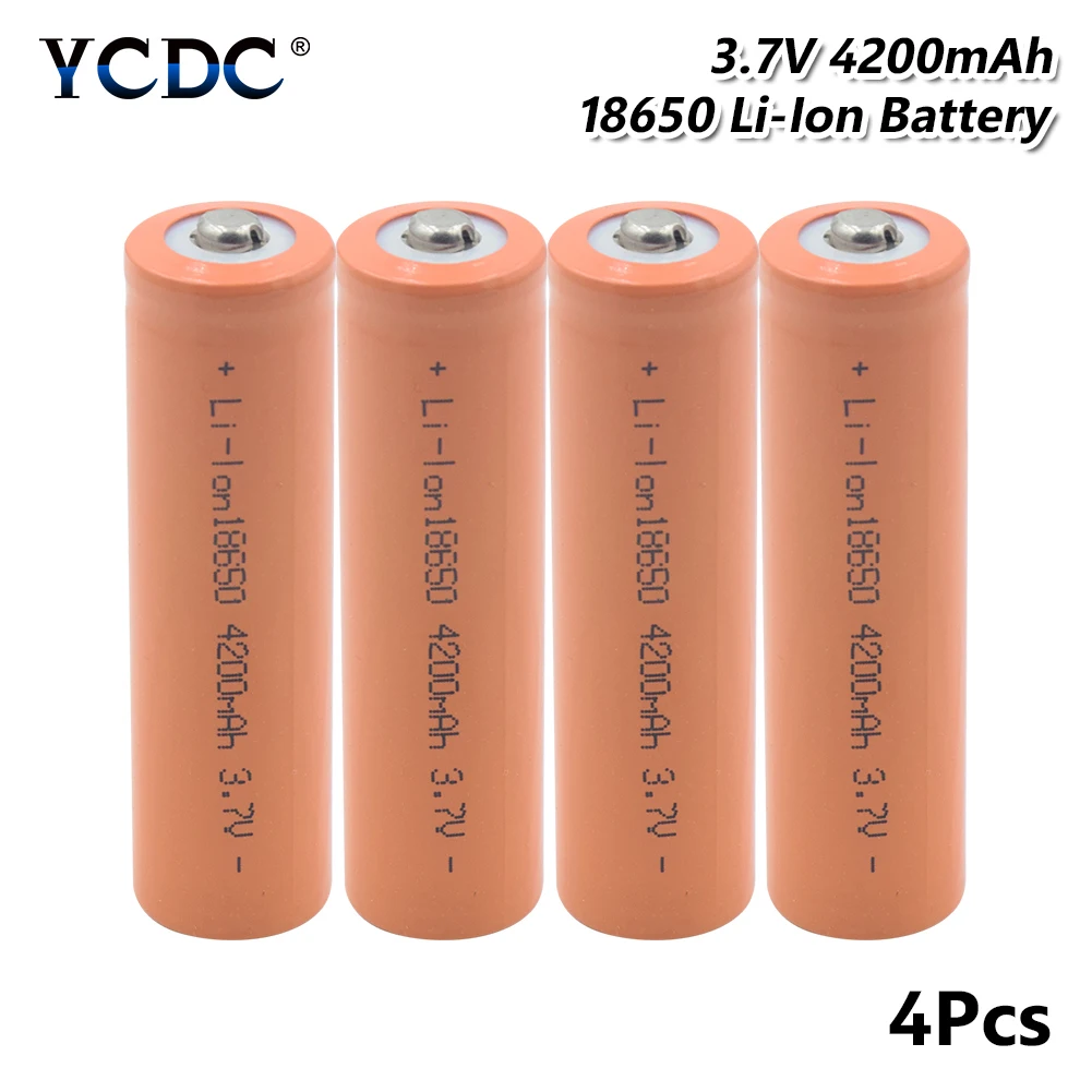 1/2/4 шт 3,7 V 18650 4200mAh литий-ионный аккумулятор перезаряжаемые литиевые батареи, Длительное Действие, 18650 Батарея для DVD ноутбук воздушная модель игрушка