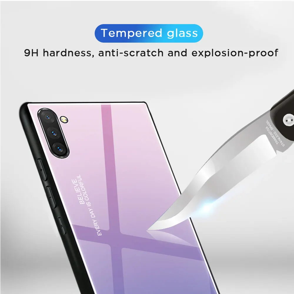 Градиентный чехол из закаленного стекла для телефона Samsung Galaxy Note 10 9 8 Pro S10 5G S9 S8 S10E