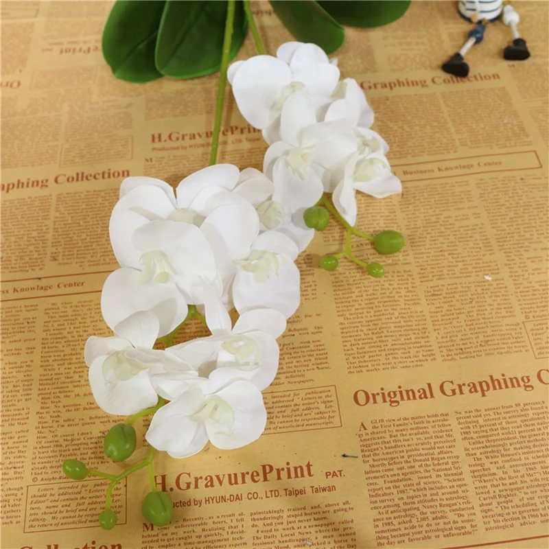 Искусственный цветок фаленопсиса с 2 ветками натуральный на ощупь латексная