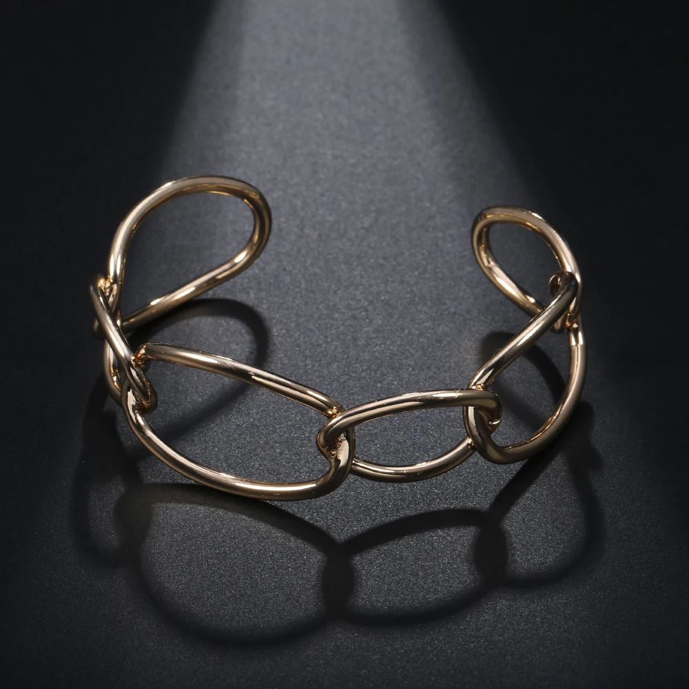 Simple Circles Gold Color Cuff Bangle for Women Personalized Geometric Bracelet 2019 Fashion Jewelry Mother Party Gifts | Украшения и