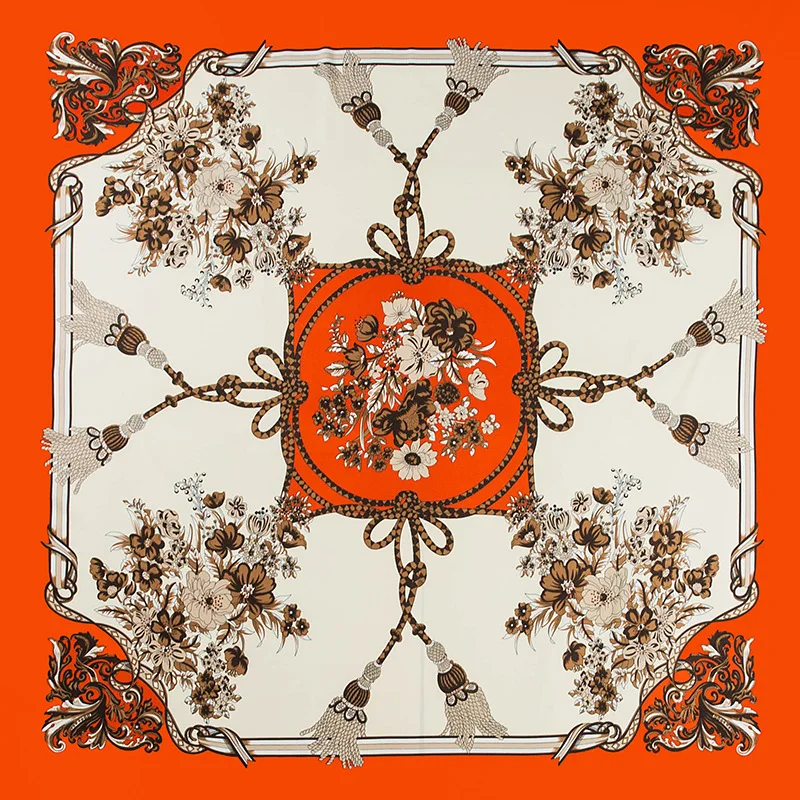 19 Разнообразные женские шарфы 130 см, Саржевые шелковые шарфы с большим принтом, шарфы, шаль, плед, одеяло, хиджаб, шаль, пашмины, пончо, повязка на голову - Цвет: 19