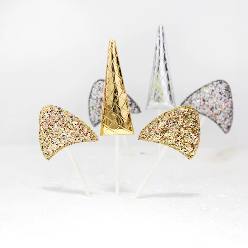 1 комплект Twinkly Симпатичные Единорог украшения торта поставки ткань с золотой
