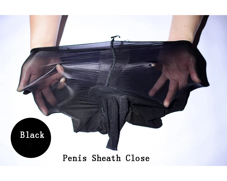 black close sheath Мужские высокие эластичные чулки для пениса с открытым/закрытым/мешочком, массажное нижнее белье в горошек, сексуальные трусы-боксеры - Цвет: black close sheath