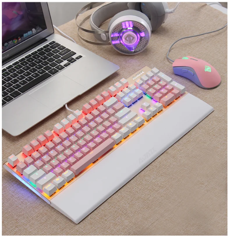 Ajazz AK40S PBT Edition эргономичная USB Проводная Механическая игровая клавиатура RGB/смешанный свет отсоединяемая Магнитная опора для рук синяя ось