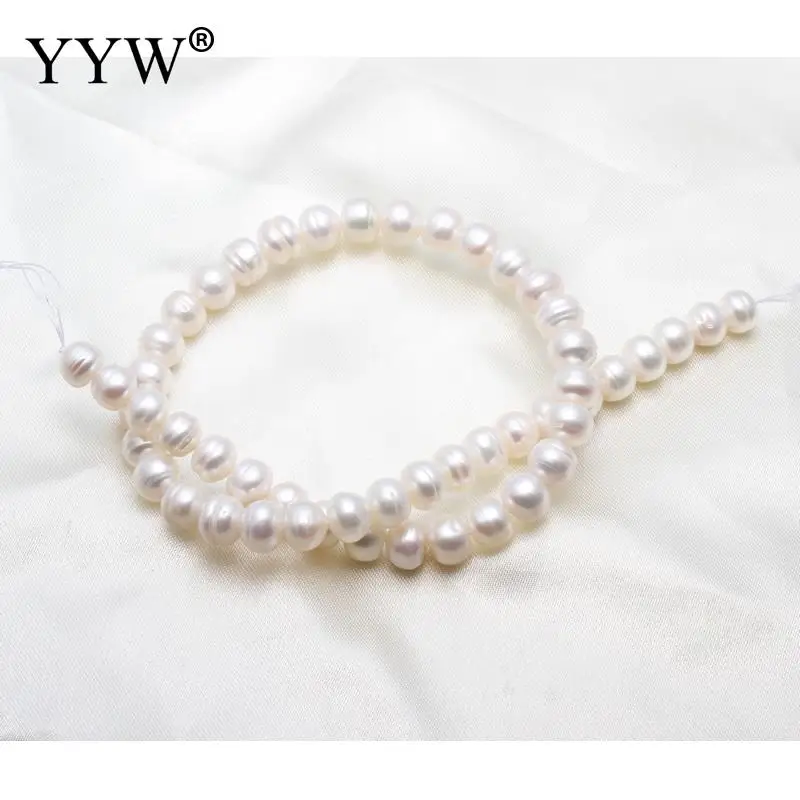 

YYW High Quality Cultured Button Freshwater Pearl Beads Natural White 9-10mm Approx 0.8mm Sold Per Approx 15.7 Inch Strand