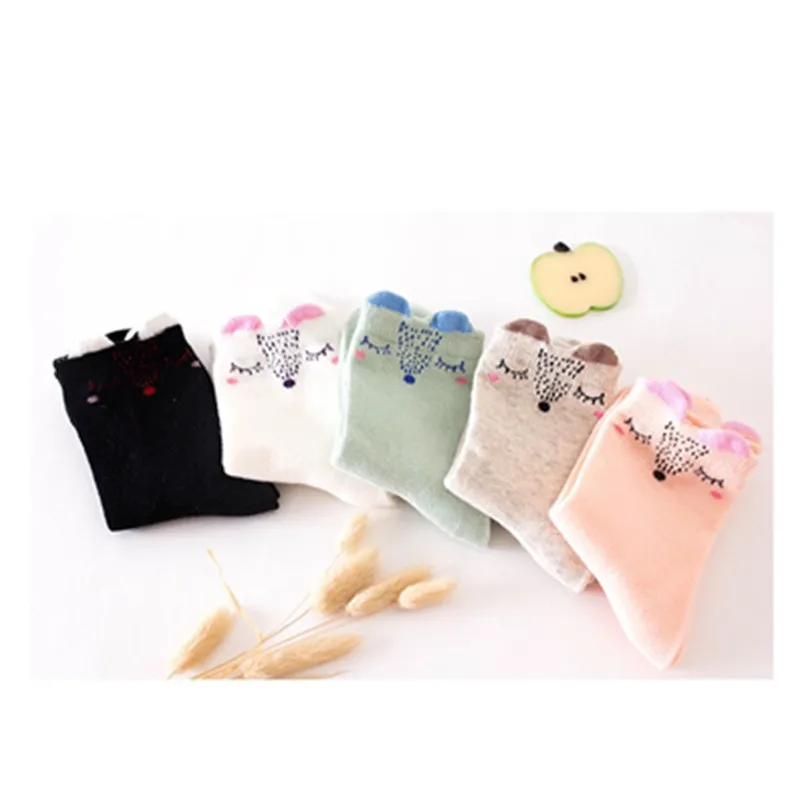 Хлопковые спортивные носки с забавными рисунками лисы и кота для маленьких