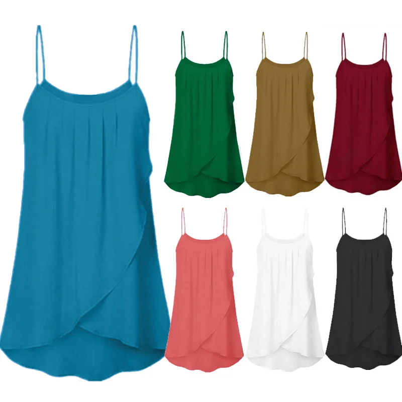 Женский топ на бретелях сексуальная шифоновая блузка с ремешками большие