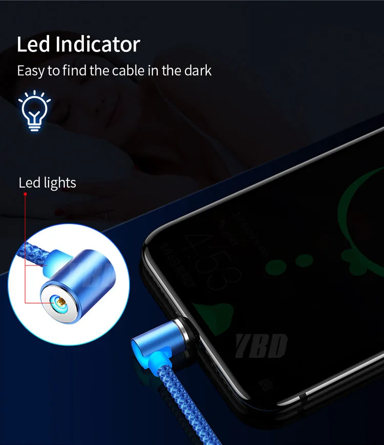 YBD Магнитный usb зарядный кабель для Xiaomi Redmi Note 7 Mi9 Micro USB C кабель USB провод для iPhone зарядное устройство samsung huawei Oneplus