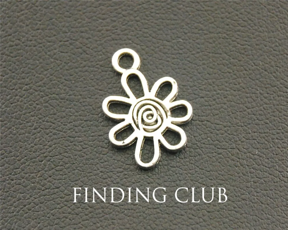 

30pcs Silver Color flower Charm DIY Jewellery Pendant For Bracelet Necklace 17x12mm A1303