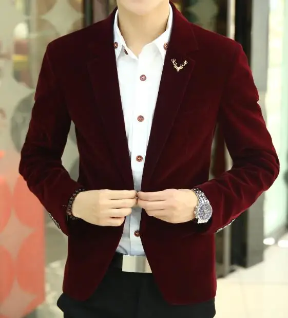 

Free shipping Hot Sale Mens brand blazer jacket new arrival hot sale promotion Male clothing factory blazer masculino red velvet