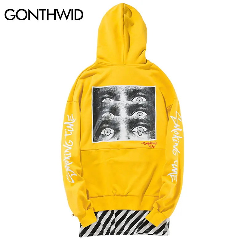 Gothwid стороны молнии полоса лоскутное Толстовки мужские 2017 печатных Расширенный